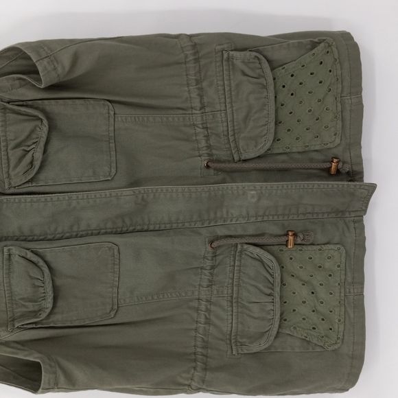 Candies Utility Vest Eyelet Detailing 100% Cotton Zip Burron Front Size Medium - Picture 3 of 9
